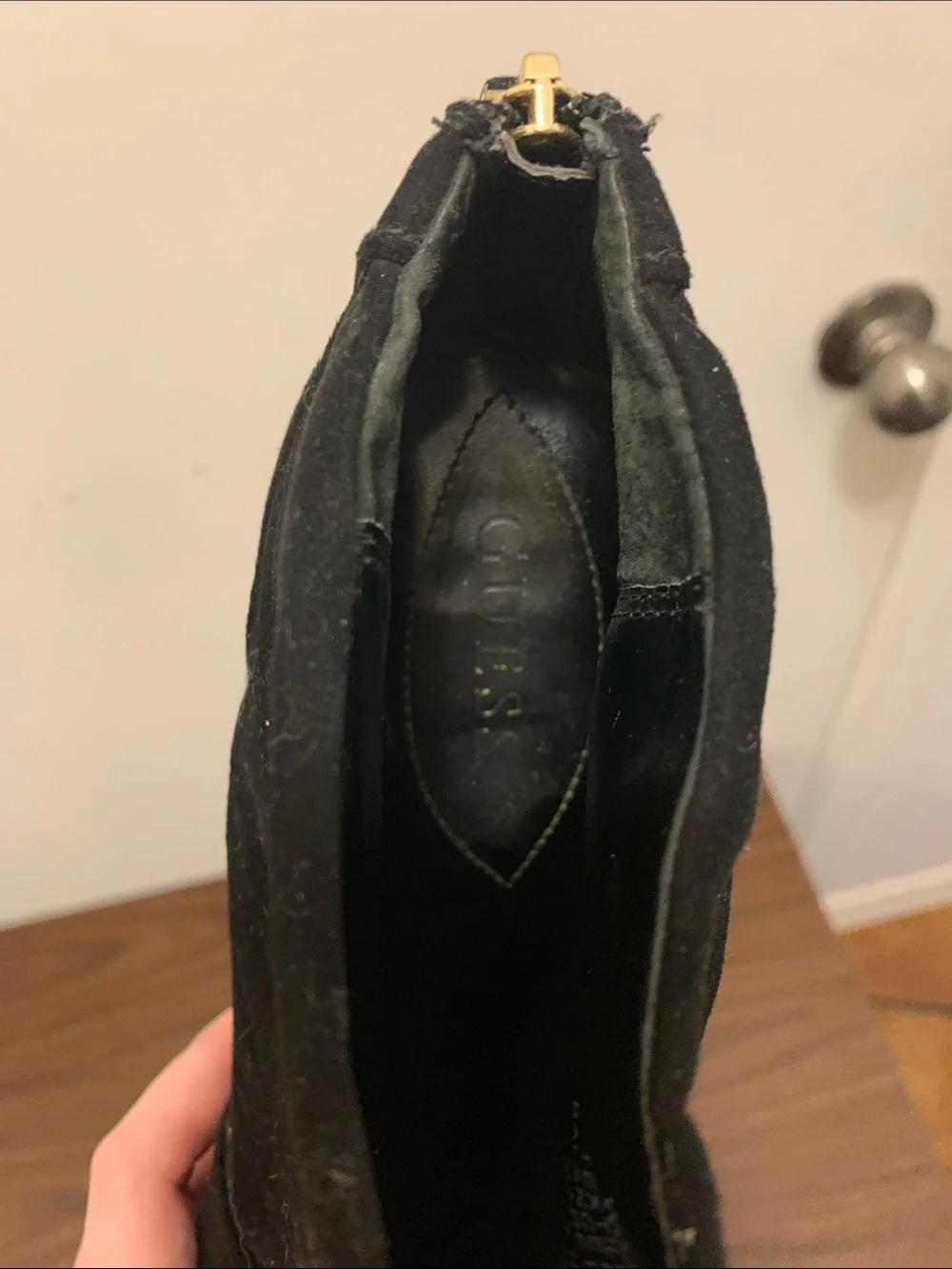 Guess Black Suede-Look Ankle Booties with Pleated Strap Detail